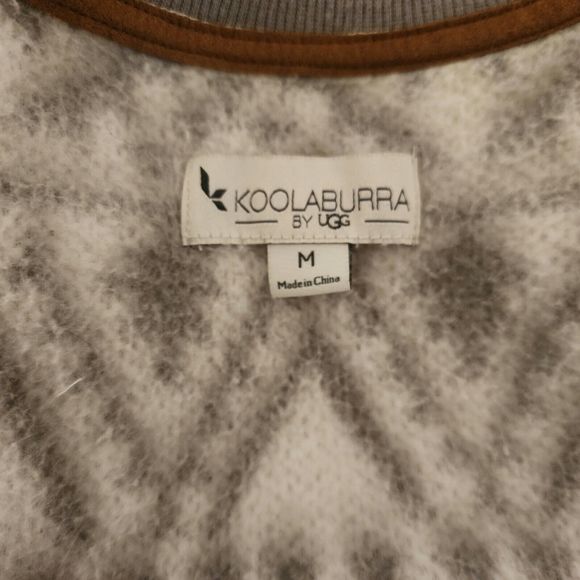 UGG Koolaburra Womens Sherpa Sweatshirt Gray White Scandinavian Pattern Size M - Picture 4 of 8